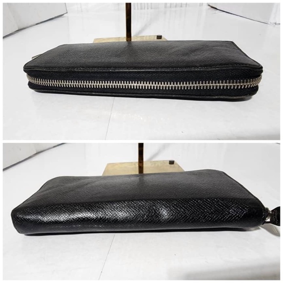 Authentic LOUIS VUITTON Taiga Leather Zippey Wallet Black - Picture 4 of 13